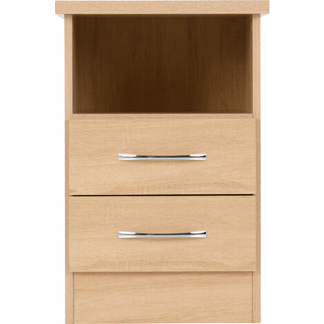 Nevada 2 Drawer Bedside - L40 x W40 x H61 cm - Sonoma Oak Effect (1/5)