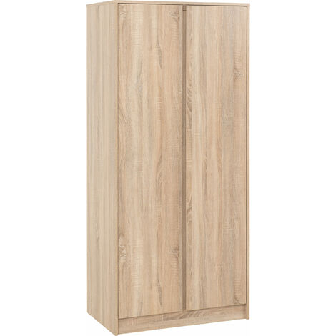 Malvern 2 Door Wardrobe – Sonoma oak effect finish – Hanging rail and shelf – Ample storage for clothing – Perfect for bedroom organization – Seconique (1/4)