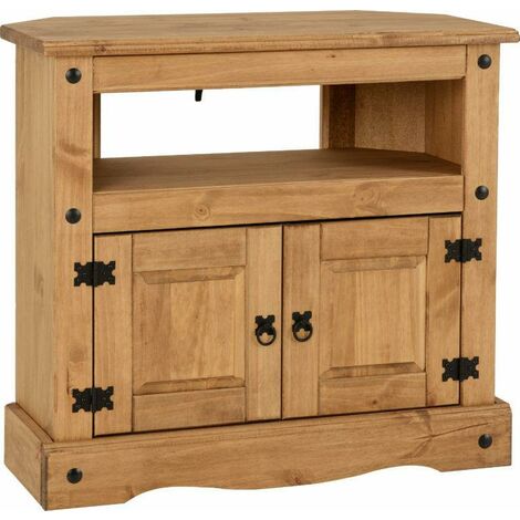 Corona Corner TV Cabinet - L43 x W85 x H78.5 cm - Distressed Waxed Pine (1/5)