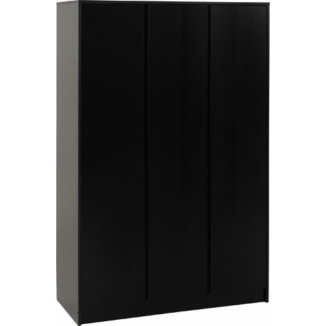 Malvern 3 Door wardrobe 1150mm wide – Black finish with hanging rail and shelving – Composite board and MDF construction – Flat-packed for easy assembly – Seconique (1/5)
