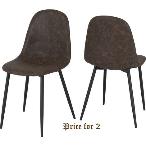 Athens Dining Chair (Pack of 2) - L55 x W44.5 x H85.5 cm - Brown Faux Leather (1/5)