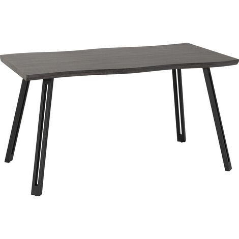 Quebec Wave Edge Dining Table - L80 x W140 x H76 cm - Black Wood Grain/Black (1/5)