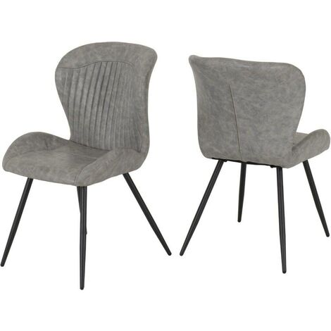 Quebec Chair (Box of 4) - L62 x W51 x H90.5 cm - Grey Faux Leather (1/5)