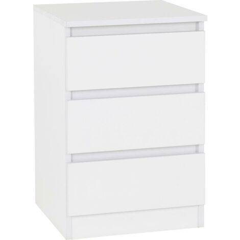 Malvern 3 Drawer Bedside - L40 x W40 x H60 cm - White (1/5)