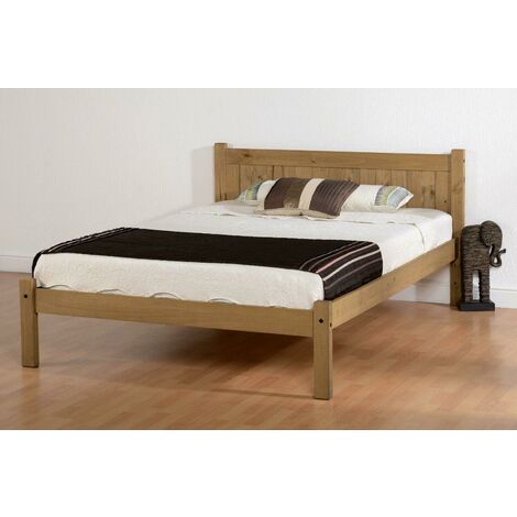 Maya 4 Feet Bed Frame - L198 x W130 x H85 cm - Distressed Waxed Pine (1/5)