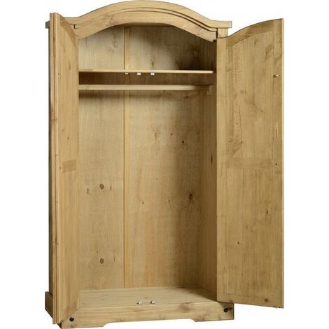 Corona 2 Door Wardrobe in Distressed Waxed Pine