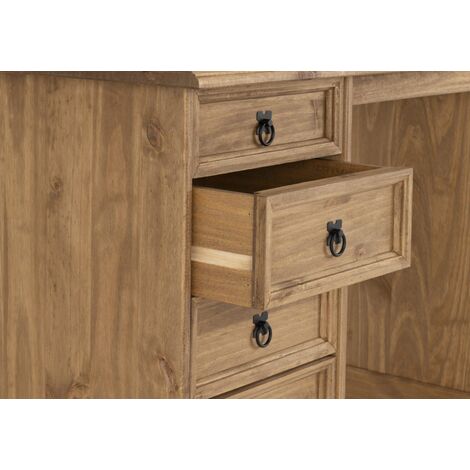 Corona 4 Drawer Dressing Table in Distressed Waxed Pine