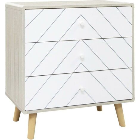 Dixie 3 Drawer Chest - L39.5 x W80 x H79 cm - Dusty Grey/White (1/5)