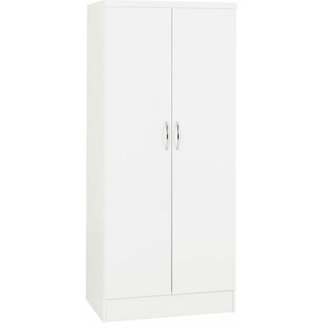 Nevada 2 Door All Hanging Wardrobe - L52 x W78 x H182.5 cm - White Gloss (1/4)
