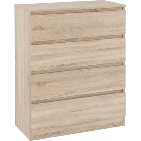 Malvern 4 Drawer Chest - L40 x W80 x H100 cm - Sonoma Oak Effect (1/5)