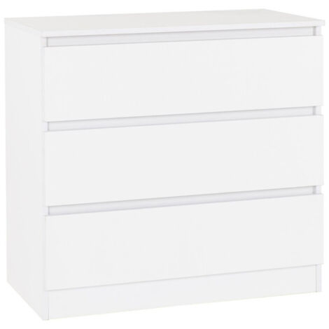 Malvern 3 Drawer Chest - L40 x W80 x H77 cm - White (1/6)
