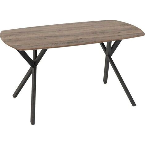 Athens Rectangular Dining Table - L80 x W140 x H75 cm - Medium Oak Effect/Black (1/4)