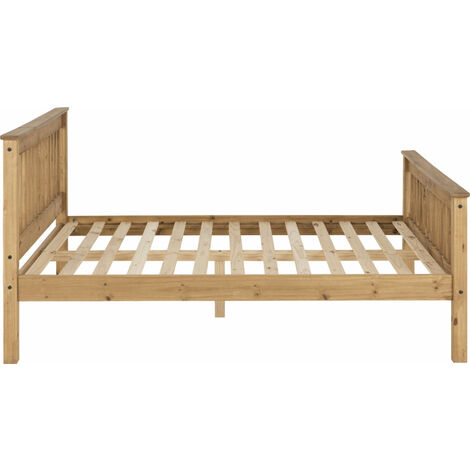 Monaco King Size Solid Distressed Waxed Pine High Foot End Bed Frame