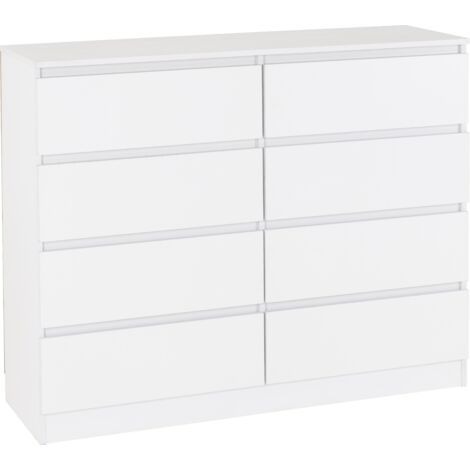 Malvern 8 Drawer Chest - L40 x W121.5 x H100 cm - White