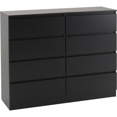 Malvern 8 Drawer Chest - L40 x W121.5 x H100 cm - Black