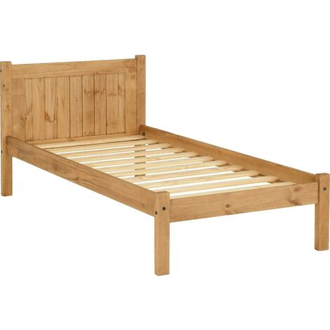 Maya Single 3ft Solid Distressed Wax Pine Wood Bed Frame