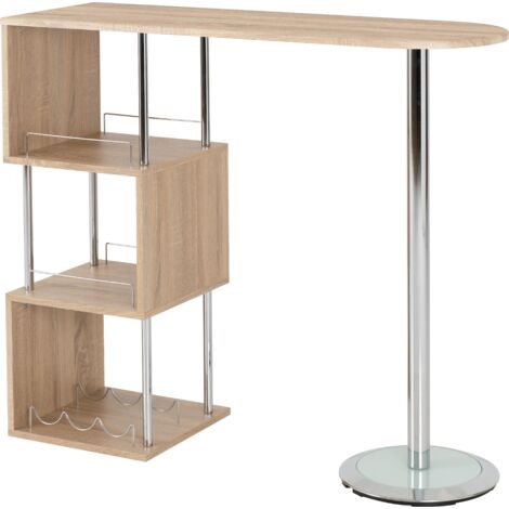 Charisma Home Bar Table - L120 x W40 x H104.5 cm - Light Sonoma Oak Effect Veneer/Chrome