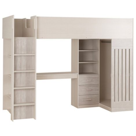 Jupiter High Sleeper Bed - L108.5 x W235 x H180.5 cm - White/Grey (1/4)