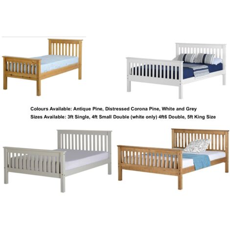 Monaco 4ft6 Double Bed High Foot End in Distressed Waxed Pine (1/5)