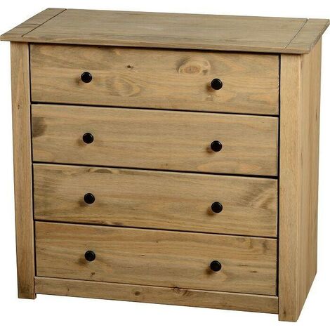 Seconique Panama 4 Drawer Chest Solid Pine Natural Oak Wax Finish (1/5)