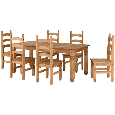 Corona 6 feet Dining Set - Distressed Waxed Pine (1/5)