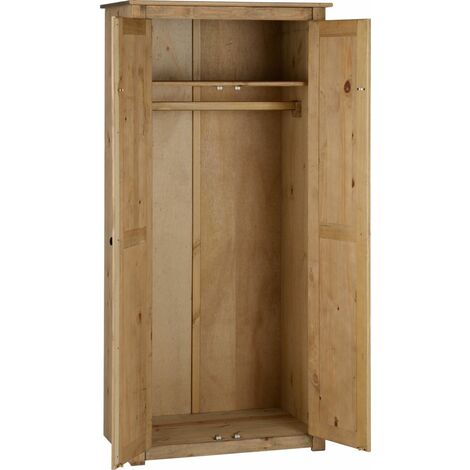 PANAMA Waxed Pine Finish 2 Door Wardrobe