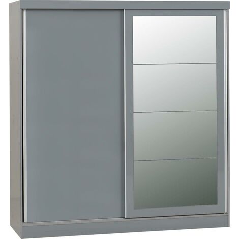 Nevada 2 Door Sliding Wardrobe - L62 x W178.5 x H194 cm - Grey Gloss (1/5)