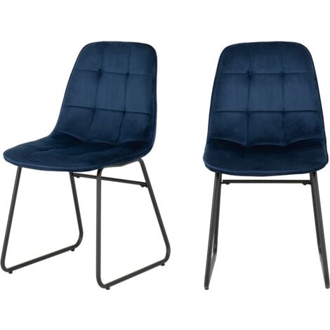 Lukas Dining Chair (Pack of 2) - L54 x W43 x H81 cm - Sapphire Blue Velvet (1/5)