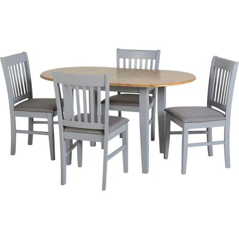 Oxford Extending Dining Set Grey and Natural Oak with Grey Fabric (1/5)