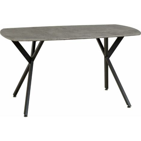 Athens dining table 140cm x 80cm – Concrete effect top – Black metal legs – Flat-packed for easy assembly – Seconique (1/3)