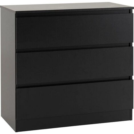 Malvern 3 Drawer Chest - L40 x W80 x H77 cm - Black (1/5)