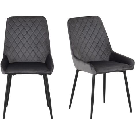 Avery Dining Chair (Pack of 2) - L59 x W48 x H90 cm - Grey Velvet (1/5)
