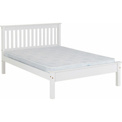 Monaco 4 Feet 6 Inches Bed Low Foot End - L204 x W148 x H102.5 cm - White (1/5)