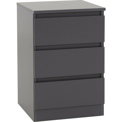 Malvern 3 Drawer Bedside - L40 x W40 x H60 cm - Grey (1/5)