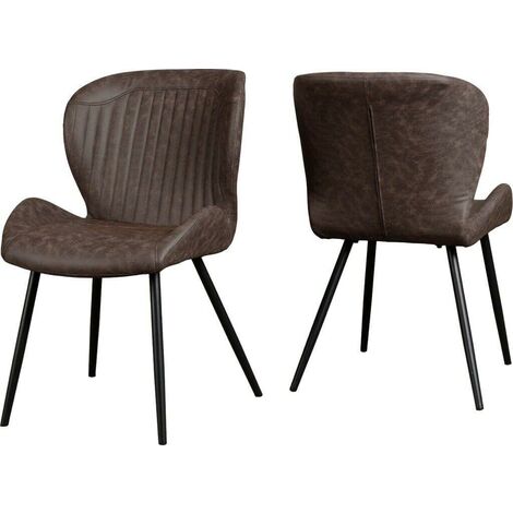 Quebec Dining Chair (Pack of 4) - L62 x W51 x H90.5 cm - Brown Faux Leather (1/5)