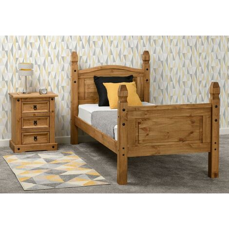 Corona 3 Feet Bed High Foot End - L206.5 x W101.5 x H117 cm - Distressed Waxed Pine (1/5)