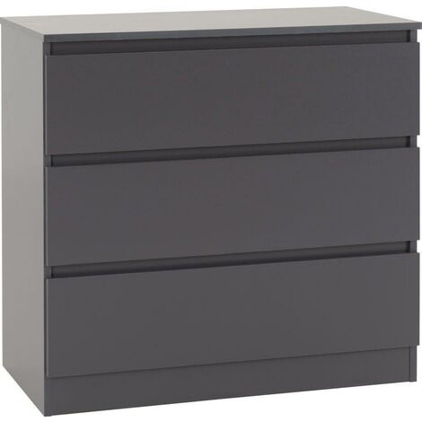 Malvern 3 Drawer Chest - L40 x W80 x H77 cm - Grey (1/5)