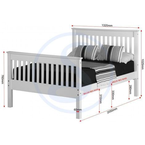 Monaco 4ft Bed High Foot End in White