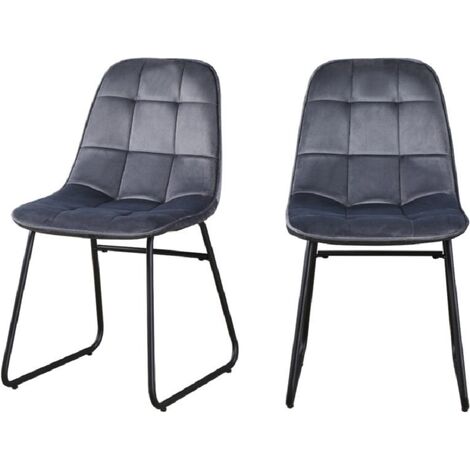 Lukas Chair (Box of 2) - L54 x W43 x H81 cm - Grey Velvet (1/2)