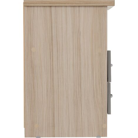 Nevada 2 drawer bedside – Grey gloss and light oak effect veneer – 400mm width x 610mm height – Internal drawer space W290 D340 H100 – Seconique (1/5)