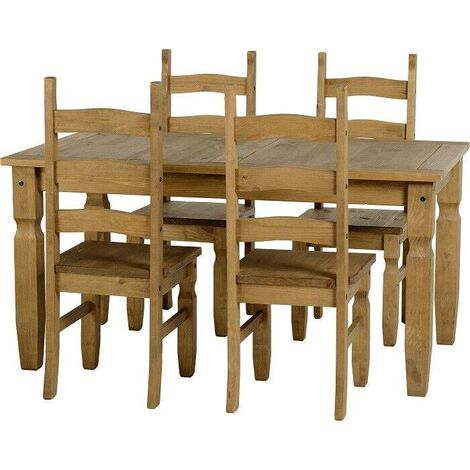 Corona 5 feet Dining Set - Distressed Waxed Pine (1/5)