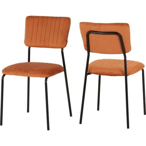 Sheldon Round Clear Glass Top Dining Set with 4 Orange Fabric Chairs