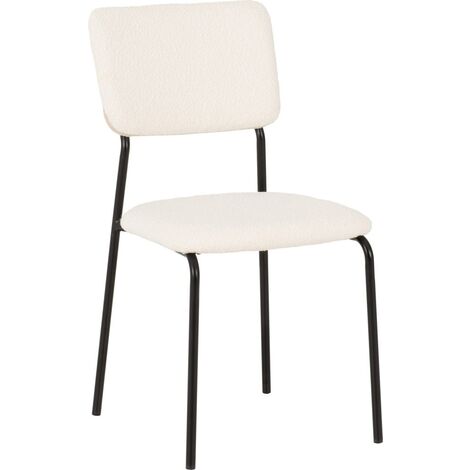 Sheldon Round Clear Glass Top Dining Set with 4 Ivory Boucle Fabric Chairs