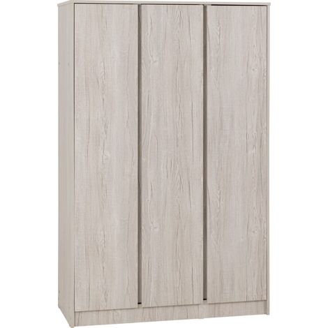 Malvern 3 Door Wardrobe – Beige urban snow finish – 1150mm width – 1800mm height – Hanging rail and shelves included – Seconique (1/5)
