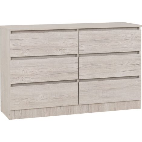 Malvern 6 Drawer Chest - L40 x W121.5 x H77 cm - Urban Snow (1/5)