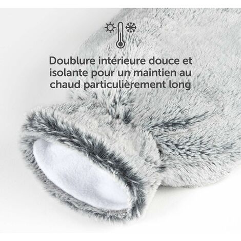 Bouillotte Eau Chaude - Bouillotte Peluche - Bouillotte Chauffante - Dark  gray - Bouillotte XXL - Grand Modèle 2 L