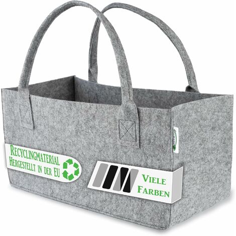 Sac à bûches en feutrine 50 x 25 cm gris clair