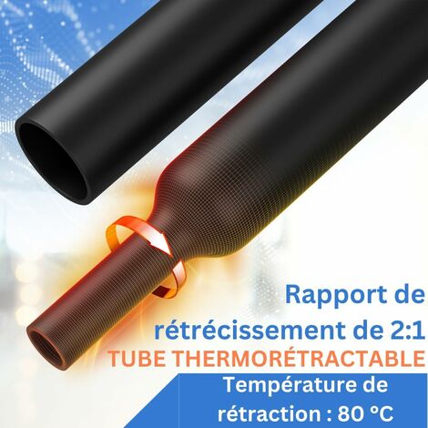 Gaine thermorétractable - 100 mm (4″) - 1.2 m - Noir
