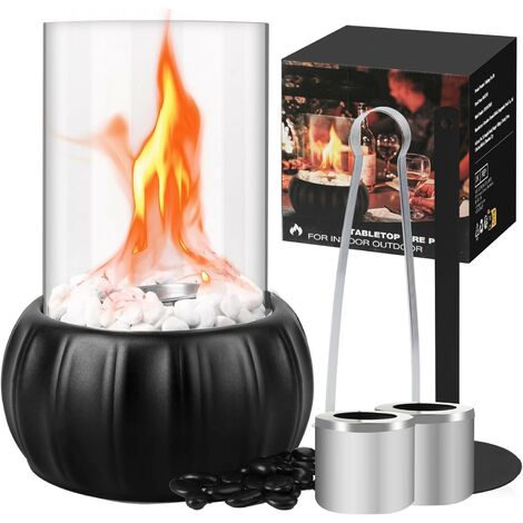 Qlima cheminée bio ethanol modèle de table verre noir