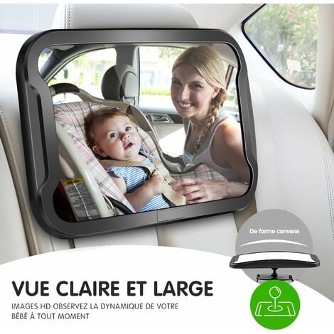 Miroir Voiture Bébé Retroviseur,Miroir Voiture Bébé 360 °,Miroirs Auto  Bébés pour Sécurité Sièges Arrière,Convexe Retroviseur Voiture Bebe, avec